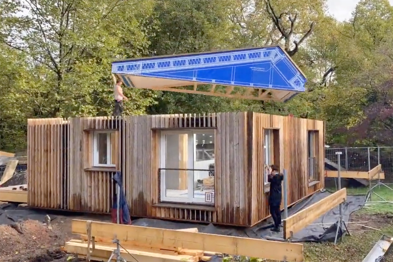Nachhaltiges Bauen Wiederaufbau von RoofKIT am Campus Süd