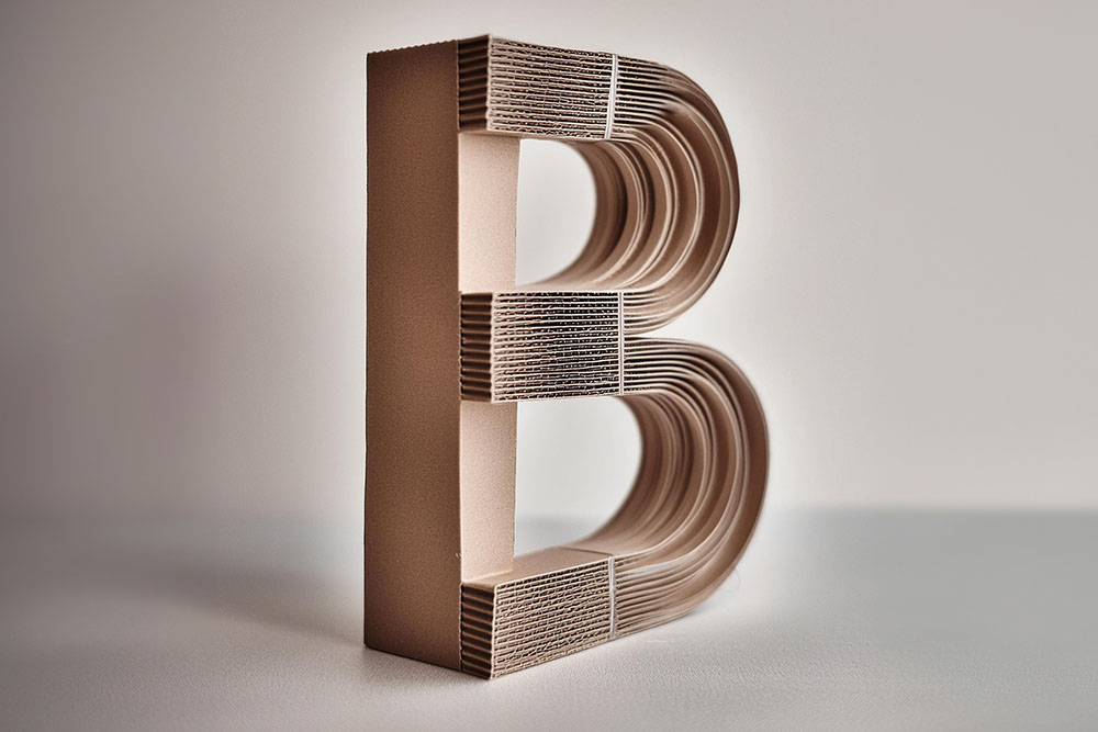 Ein B aus Pappe gebaut