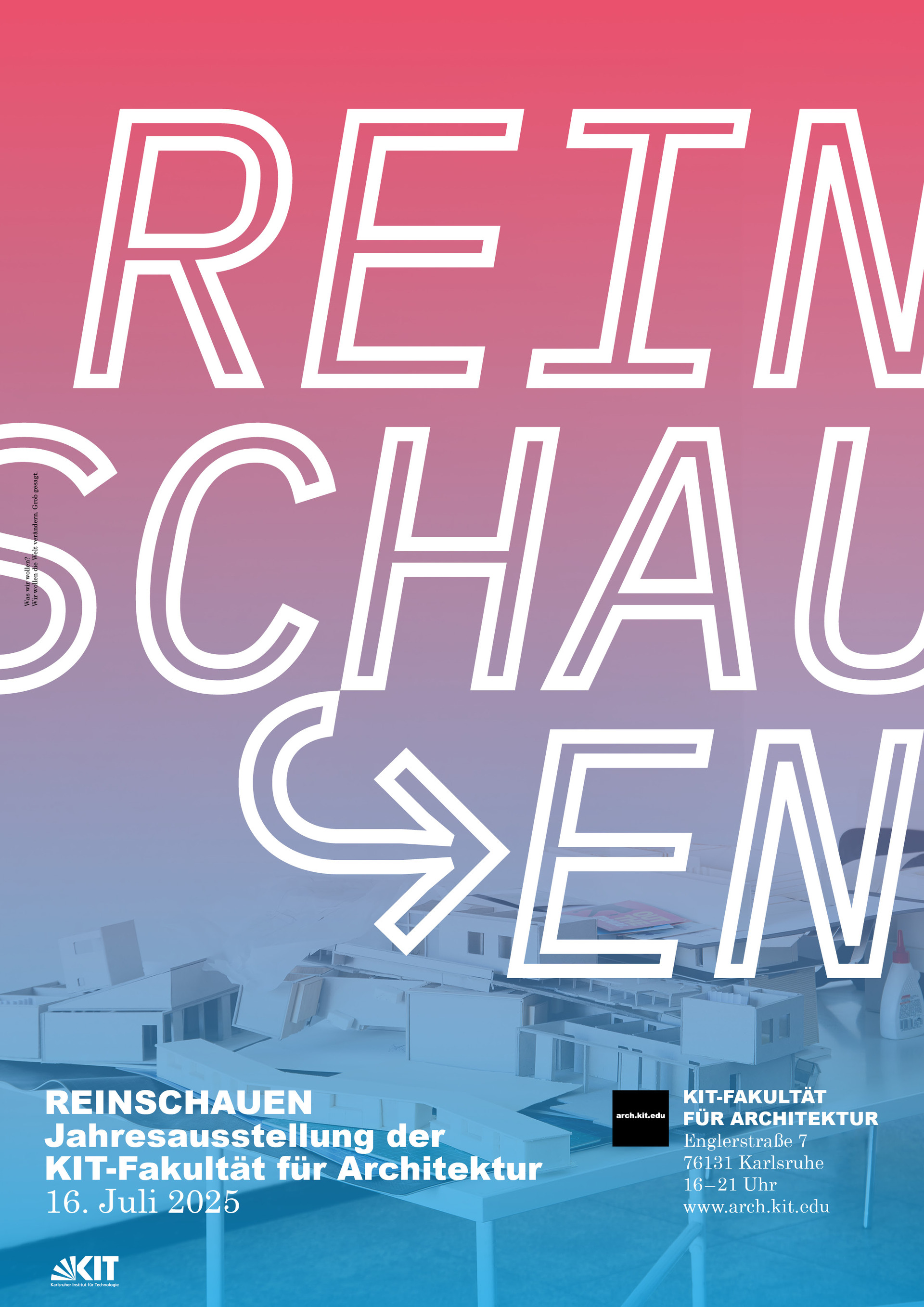 Einladungsplakat zur Jahresausstellung der KIT-Fakultät für Architektur am 16. Juli 2025.