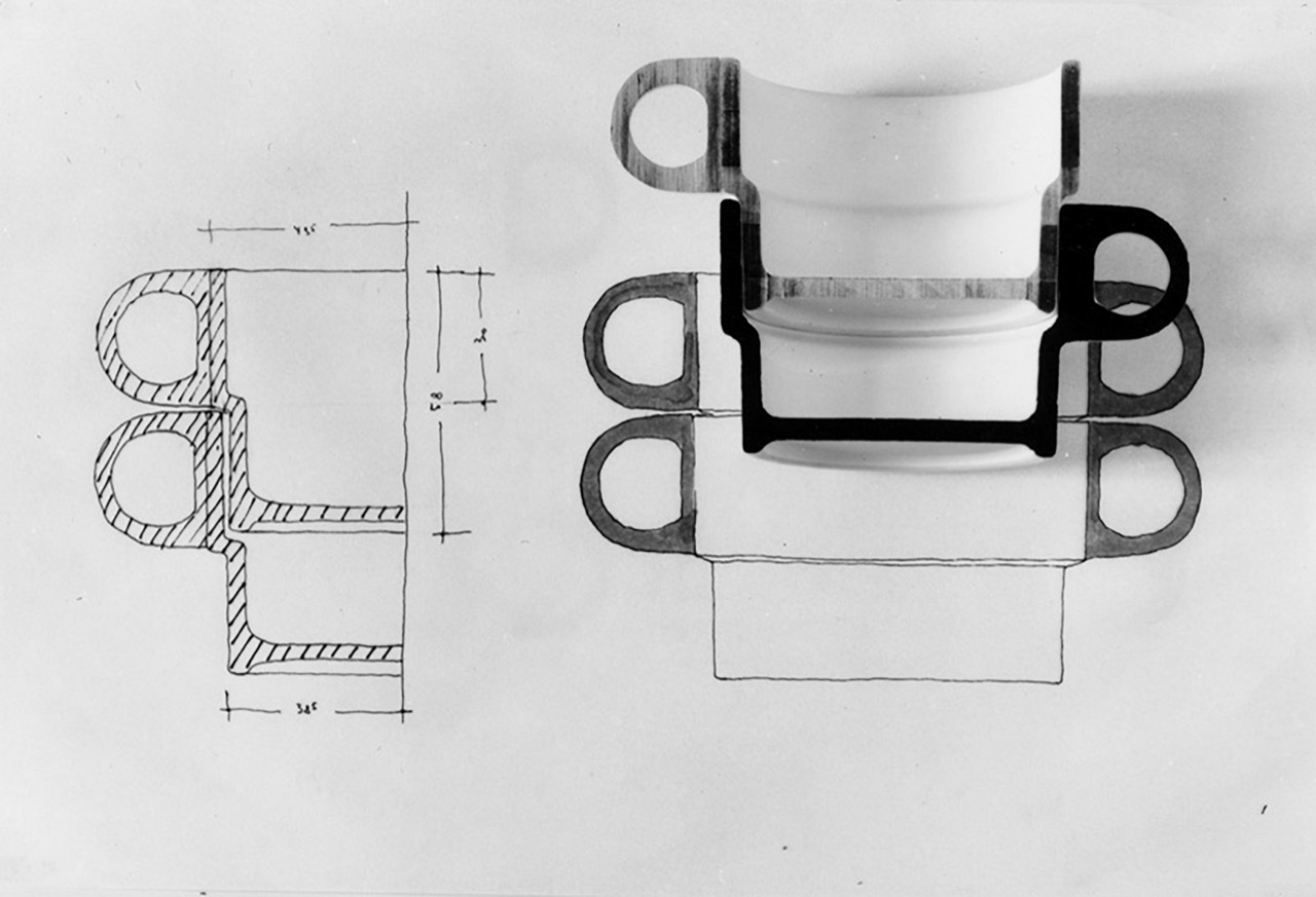 Section of the Stackable Dishware Series TC100 – Diploma thesis project by Nick Roericht at the HfG 